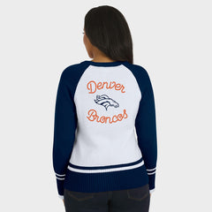 Denver Broncos WEAR by Erin Andrews Women's Colorblock Raglan Sweater - White/Navy