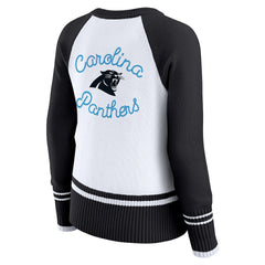Carolina Panthers WEAR by Erin Andrews Women's Colorblock Raglan Sweater - White/Black