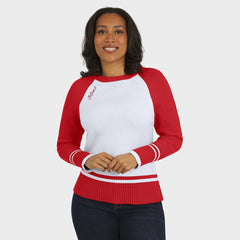 Atlanta Falcons WEAR by Erin Andrews Women's Colorblock Raglan Sweater - White/Red