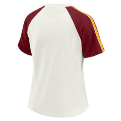 Washington Commanders WEAR by Erin Andrews Women's Sleeve Stripe Distressed Raglan T-Shirt - White T-shirts