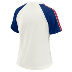New York Giants WEAR by Erin Andrews Women's Sleeve Stripe Distressed Raglan T-Shirt - White T-shirts