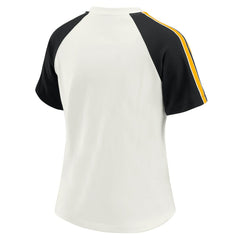 Pittsburgh Steelers WEAR by Erin Andrews Women's Sleeve Stripe Distressed Raglan T-Shirt - White T-shirts