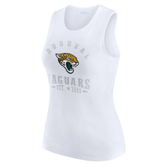 Jacksonville Jaguars WEAR by Erin Andrews Women's Ribbed Graphic Tank Top - White Tops