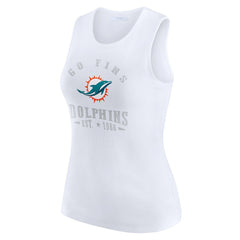 Miami Dolphins WEAR by Erin Andrews Women's Ribbed Graphic Tank Top - White Tops