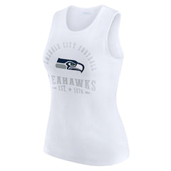 Seattle Seahawks WEAR by Erin Andrews Women's Ribbed Graphic Tank Top - White Tops