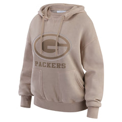 Green Bay Packers WEAR by Erin Andrews Women's Washed Pullover Crewdie - Tan Pullover