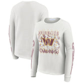 Washington Commanders WEAR by Erin Andrews Women's Graphic Waffle Long-Sleeve T-Shirt - White T-shirts
