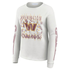 Washington Commanders WEAR by Erin Andrews Women's Graphic Waffle Long-Sleeve T-Shirt - White T-shirts