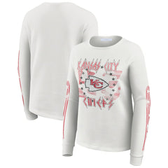Kansas City Chiefs WEAR by Erin Andrews Women's Graphic Waffle Long-Sleeve T-Shirt - White T-shirts