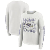 Baltimore Ravens WEAR by Erin Andrews Women's Graphic Waffle Long-Sleeve T-Shirt - White T-shirts