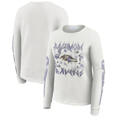 Baltimore Ravens WEAR by Erin Andrews Women's Graphic Waffle Long-Sleeve T-Shirt - White T-shirts