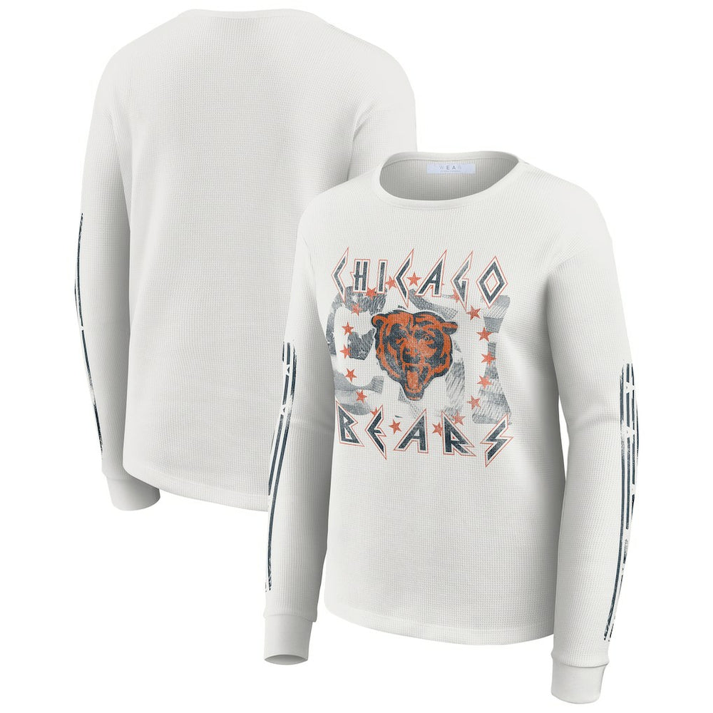 Chicago Bears WEAR by Erin Andrews Women's Graphic Waffle Long-Sleeve T-Shirt - White T-shirts
