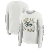 Green Bay Packers WEAR by Erin Andrews Women's Graphic Waffle Long-Sleeve T-Shirt - White T-shirts