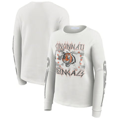 Cincinnati Bengals WEAR by Erin Andrews Women's Graphic Waffle Long-Sleeve T-Shirt - White T-shirts