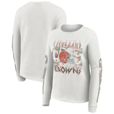 Cleveland Browns WEAR by Erin Andrews Women's Graphic Waffle Long-Sleeve T-Shirt - White T-shirts
