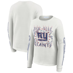 New York Giants WEAR by Erin Andrews Women's Graphic Waffle Long-Sleeve T-Shirt - White T-shirts
