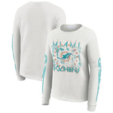 Miami Dolphins WEAR by Erin Andrews Women's Graphic Waffle Long-Sleeve T-Shirt - White T-shirts