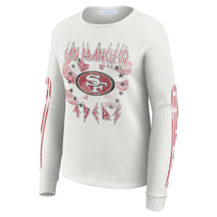 San Francisco 49ers WEAR by Erin Andrews Women's Graphic Waffle Long-Sleeve T-Shirt - White T-shirts