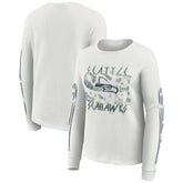 Seattle Seahawks WEAR by Erin Andrews Women's Graphic Waffle Long-Sleeve T-Shirt - White T-shirts