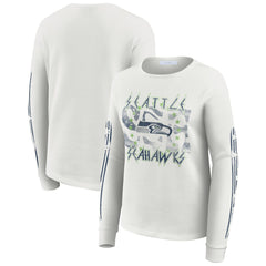 Seattle Seahawks WEAR by Erin Andrews Women's Graphic Waffle Long-Sleeve T-Shirt - White T-shirts