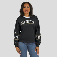 New Orleans Saints WEAR by Erin Andrews Women's Sport Long-Sleeve T-Shirt - Black T-shirts