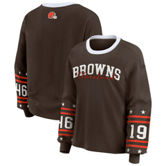 Cleveland Browns WEAR by Erin Andrews Women's Sport Long-Sleeve T-Shirt - Brown T-shirts