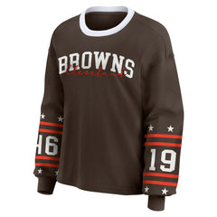 Cleveland Browns WEAR by Erin Andrews Women's Sport Long-Sleeve T-Shirt - Brown T-shirts