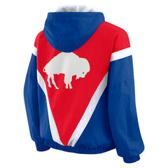Buffalo Bills WEAR by Erin Andrews Women's Plus Size Retro Crinkle Full-Zip Hoodie Windbreaker Jacket - Red/Royal Hoodies