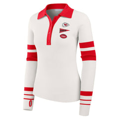 Kansas City Chiefs WEAR by Erin Andrews Women's Ribbed Henley Polo Sweater - White