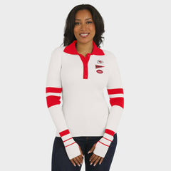 Kansas City Chiefs WEAR by Erin Andrews Women's Ribbed Henley Polo Sweater - White