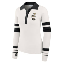 New Orleans Saints WEAR by Erin Andrews Women's Ribbed Henley Polo Sweater - White