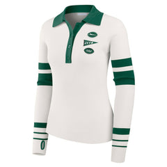 New York Jets WEAR by Erin Andrews Women's Ribbed Henley Polo Sweater - White