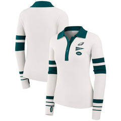 Philadelphia Eagles WEAR by Erin Andrews Women's Ribbed Henley Polo Sweater - White