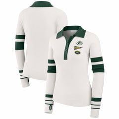 Green Bay Packers WEAR by Erin Andrews Women's Ribbed Henley Polo Sweater - White