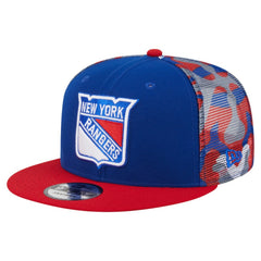 New York Rangers New Era Camo Meshback 9FIFTY Snapback Hat - Blue/Red | US 202705941