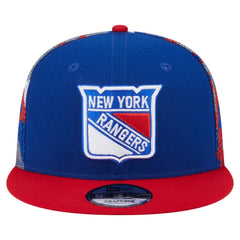 New York Rangers New Era Camo Meshback 9FIFTY Snapback Hat - Blue/Red | US 202705941