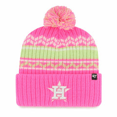 Houston Astros '47 Youth Polar Vortex Cuffed Knit Hat with Pom - Pink Hats