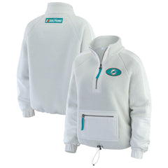 Miami Dolphins WEAR by Erin Andrews Women's Polar Fleece Half-Zip Jacket - White Jackets
