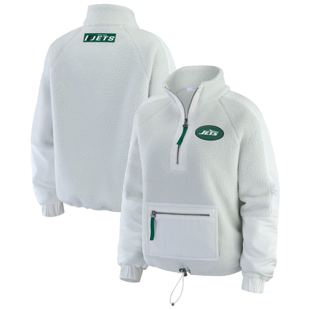 New York Jets WEAR by Erin Andrews Women's Polar Fleece Half-Zip Jacket - White Jackets