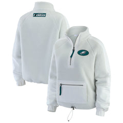 Philadelphia Eagles WEAR by Erin Andrews Women's Polar Fleece Half-Zip Jacket - White Jackets