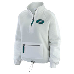 Philadelphia Eagles WEAR by Erin Andrews Women's Polar Fleece Half-Zip Jacket - White Jackets