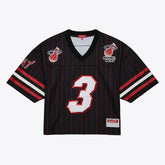 Dwyane Wade Miami Heat x DANNIJO Women's Cropped Football Fashion Jersey Black - Mitchell & Ness