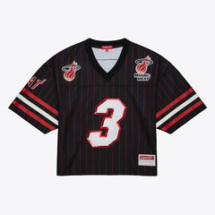 Dwyane Wade Miami Heat x DANNIJO Women's Cropped Football Fashion Jersey Black - Mitchell & Ness