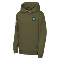 Miami Dolphins Youth 2025 Salute to Service Club Fleece Hoodie - Olive Hoodies