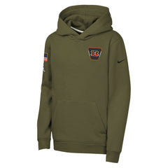 Cincinnati Bengals Youth 2025 Salute to Service Club Fleece Hoodie - Olive Hoodies