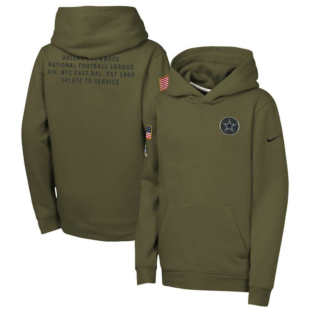 Dallas Cowboys Youth 2025 Salute to Service Club Fleece Hoodie - Olive Hoodies