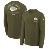 Kansas City Chiefs Youth 2025 Salute to Service Sideline Long Sleeve T-Shirt - Olive T-shirts