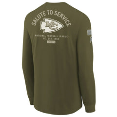 Kansas City Chiefs Youth 2025 Salute to Service Sideline Long Sleeve T-Shirt - Olive T-shirts