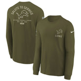 Detroit Lions Youth 2025 Salute to Service Sideline Long Sleeve T-Shirt - Olive T-shirts