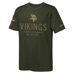 Minnesota Vikings Youth 2025 Salute to Service Sideline Dri-FIT T-Shirt - Olive T-shirts